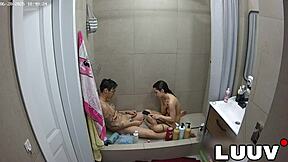 Luuv Xaner And Grossy Shower Together Flashing Her Perfect Natural Tits
