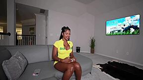 Big Titty Ebony Step-Sis Edges Your Cock with Her Curvy Natural Tits