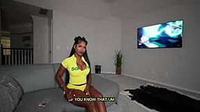Big Titty Ebony Step-Sis Edges Your Cock with Her Curvy Natural Tits
