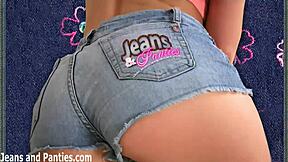 Tiny Jeans Cling to Petite Babe's Cute Panties