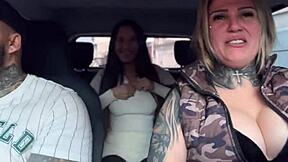 damn uber driver bangs 18yo silicone teen and hubby in car wet pussy orgy