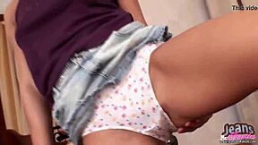 Tiny Jeans Cling to Petite Babe's Cute Panties
