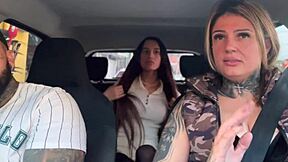 damn uber driver bangs 18yo silicone teen and hubby in car wet pussy orgy