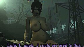 Giantess Lulu swallows Liz and Bobby in vore cartoon