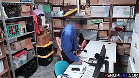 Petite 18+ Teen Thief Ripped Clothes Fucked Hard by Mall Cop's Thick Cock in Backroom