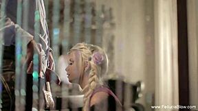 gorgeous german blonde maid gives secret deepthroat blowjob and swallows cum