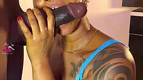 handjob blowjob combo on hairy black monster cock pov