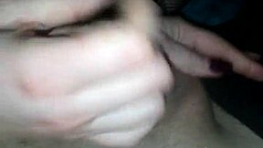 damn this amateur in pantyhose lingerie gives a quick cum handjob explosion