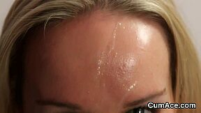 Sexy Hottie Gulps Jizz From Blowbang Facial Cumshot