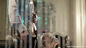 gorgeous german blonde maid gives secret deepthroat blowjob and swallows cum