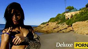 Skinny latina julia teen pounded hard on beach