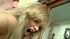 Blonde olga blinova's shaved pussy gaps from huge cock ass fuck