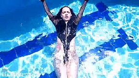 latex jessica bunny brunette fuck doll underwater pool pussy tits skinny wet submissive tease