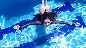latex jessica bunny brunette fuck doll underwater pool pussy tits skinny wet submissive tease