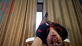 Nice Lady Strips Pantyhose Heels Tease at Round Table!