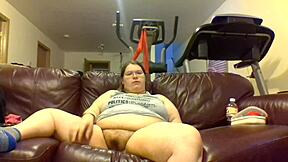 pissing on couch while watching tv chubby fun