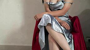 A horny girl wakes up early morning in lingerie dress and miniskirt then masturbates her huge tits and big ass?
