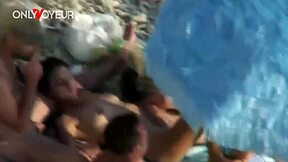 Tanned Swingers Camp Hosts Wild Beach Group Doggystyle Orgy Voyeur Style