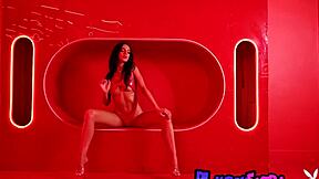 skinny teen ashlyn chere teases with her pierced nipples flashing just for you playboy style