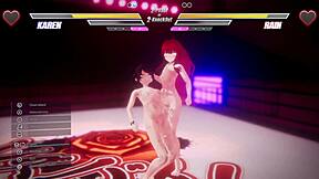 Futanari Lesbians Battle with Pussy Licking Assfucking and Tit Sucking