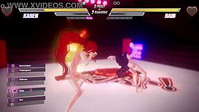 Futanari Lesbians Battle with Pussy Licking Assfucking and Tit Sucking