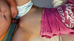 18yo virgin's tight pussy stretched by cock cum-soaked bunny panties