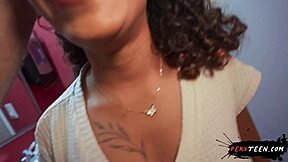 in the dark cinema a stranger gropes young latina teen's shaved pussy under her skirt