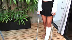 Asian Babe's Legs In Short Cast After Car Accident BDSM Fetish