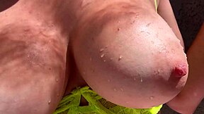 Artemisia Love Exposes Massive Tits Outdoor with Water Play