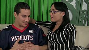 busty milf takes deepthroat from daddy then gets face covered in cum