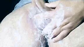 Naked man showers sensually flashing huge cock outdoor voyeur style