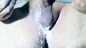 Naked man showers sensually flashing huge cock outdoor voyeur style