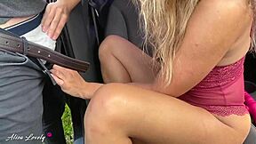 damn, that cute teen's big ass takes a rough public car doggystyle pounding and double cumshot