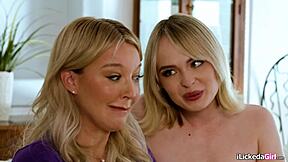 stepmom's dripping wet seeing naked petite blonde stepdaughter, can't stop fingering!