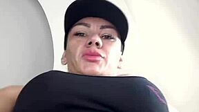 Muscular milf's huge clit drips pussy juice in close-up tease