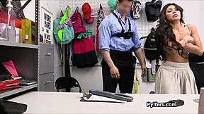 Jewelry-Stealing Big-Tit Latina Punished with Monster Cock in Back Office