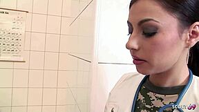 At medical exam busty military nurse teen seduces fat cock patient