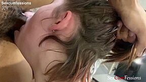 Kylie Hart 5'2 slurps huge BBC deep with friends watching her slutty suck fest
