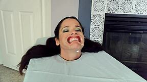 hey look at this helpless slut gagging on deepthroat cum...