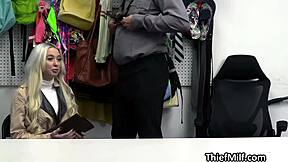 Big Tit Cougar Steals Merch Deepthroats Cock Fucks Doggystyle in Office Heels Hidden Cam