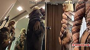 blonde big tits pussy upskirt in changing room mirror