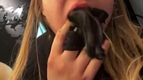 Jucielussie eats big ass in public shop