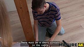 a curvy milf with big natural tits seduces her young neighbor and teaches him pussy licking and hardcore fucking skills