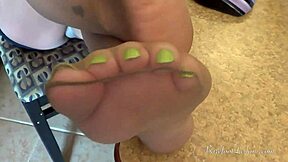 Skinny Office Milf Dangles Teasing Heels and Pantyhose in Homemade Fetish Play