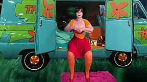 granny carmen as velma dinkley sucks cock deep then rides to creampie finish