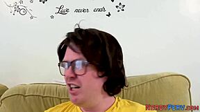 real british newbie tricked into first time blowjob facial for yorkshire nerd