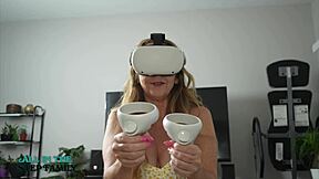 dumb stepmom falls for vr gamer stepson's huge cock trick in full homemade movie!