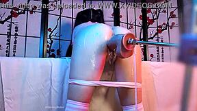 can this 18yo asian slut's holes survive the brutal fuck machine?