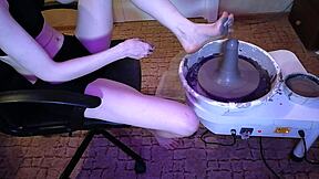 Ever wonder what muddy toes do in clay pottery foot fetish yoga spin?