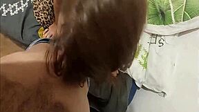 Clothed french satin slut in black dress takes doggystyle ass lick pounding